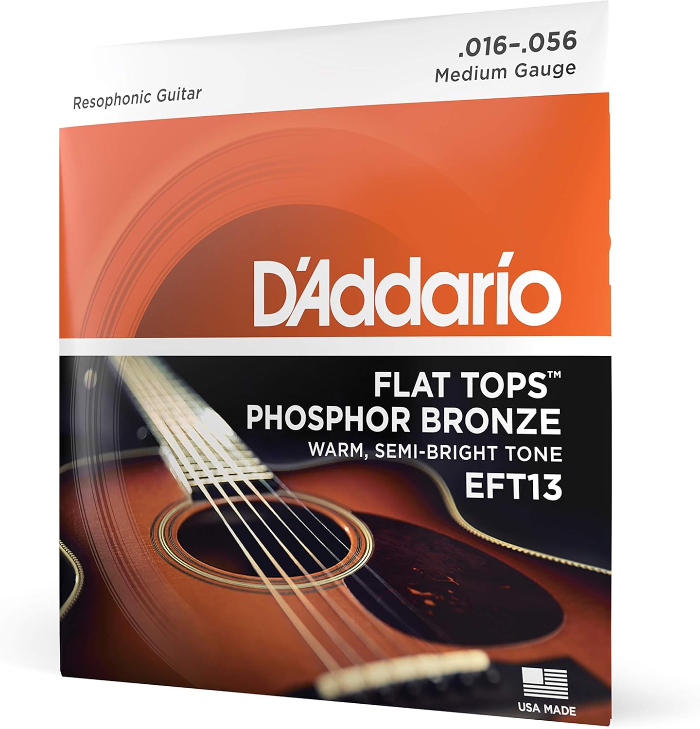 DAddario Guitar Strings - Acoustic Guitar Strings - Flat Tops Phosphor Bronze - For 6 String Guitar - Warm, Semi-Bright Tone - EFT15 - Extra Light, 10-47