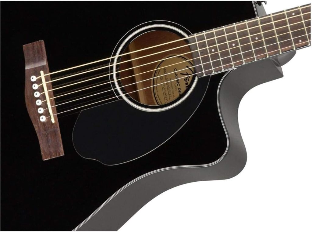 Fender CD-60SCE Dreadnought Cutaway Acoustic Electric Guitar, with 2-Year Warranty, Fishman Pickup and Preamp System, Black