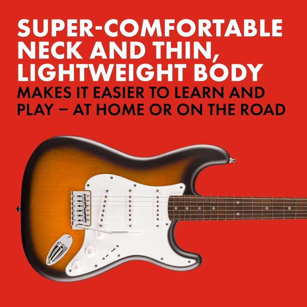 Fender Squier Debut Series Stratocaster Electric Guitar, Beginner Guitar, with 2-Year Warranty, Includes Free Lessons, 2-Color Sunburst with Matte Finish