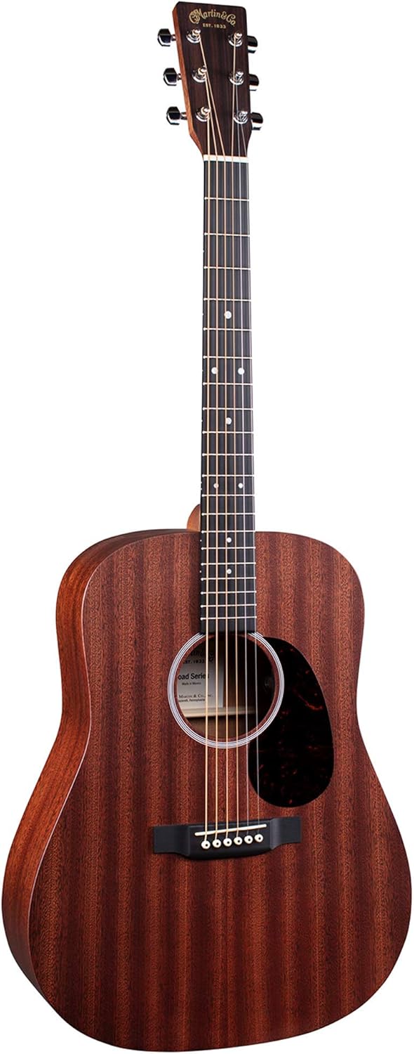 Martin Guitar Road Series D-10E Acoustic-Electric Guitar with Gig Bag, Sapele Wood Construction, D-14 Fret and Performing Artist Neck Shape with High-Performance Taper