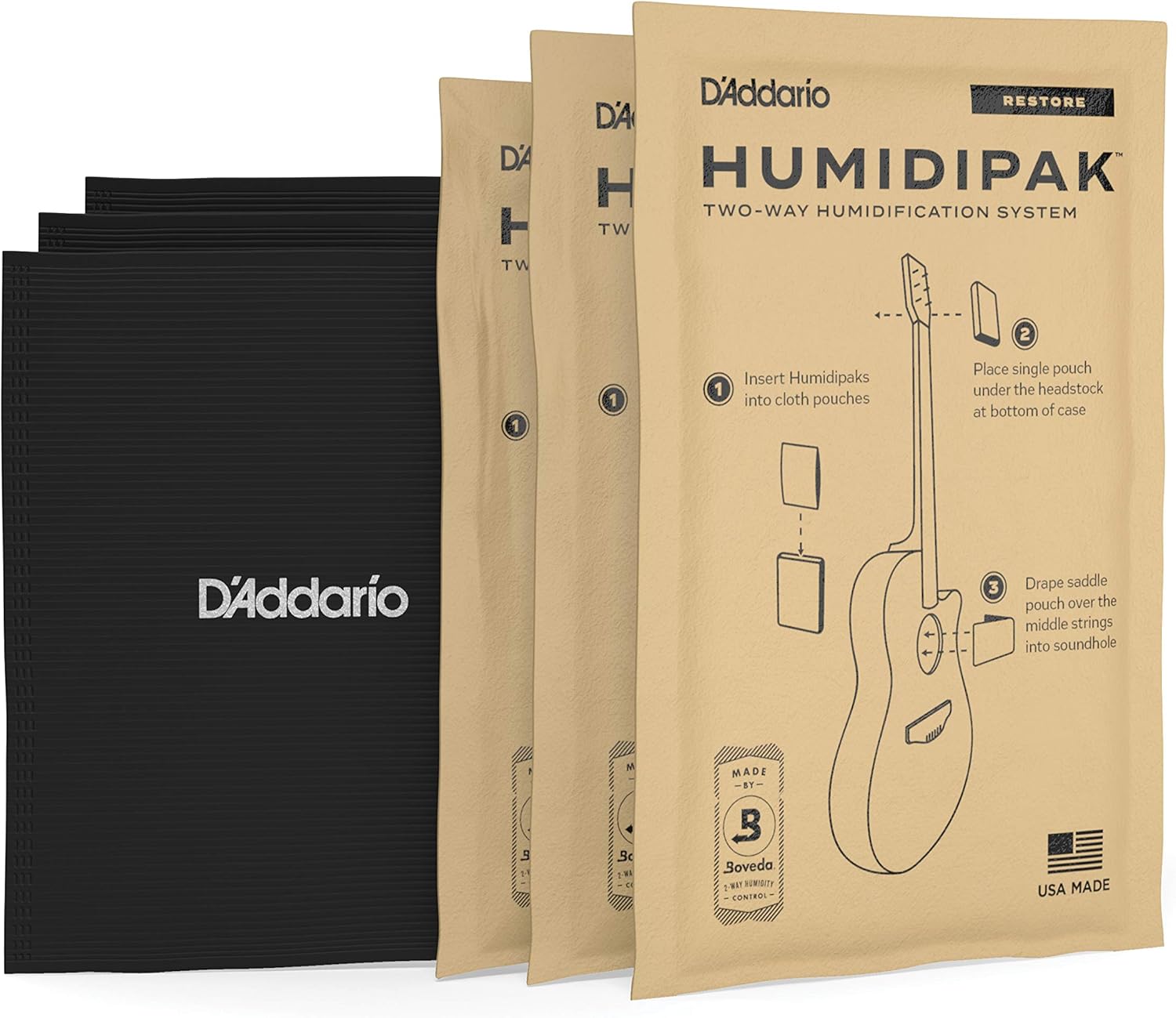 DAddario Accessories Guitar Humidifier System - Humidipak Maintain Kit - Automatic Humidity Control System - Maintenance-Free, Two-Way Humidity Control System For Guitars