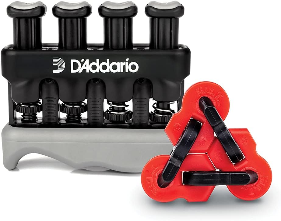 DAddario Accessories Hand Exerciser–Improve Dexterity and Strength in Fingers, Hands, Forearms- Adjust Tension Per Finger– Simulated Strings Help Develop Calluses- Comfortable Conditioning