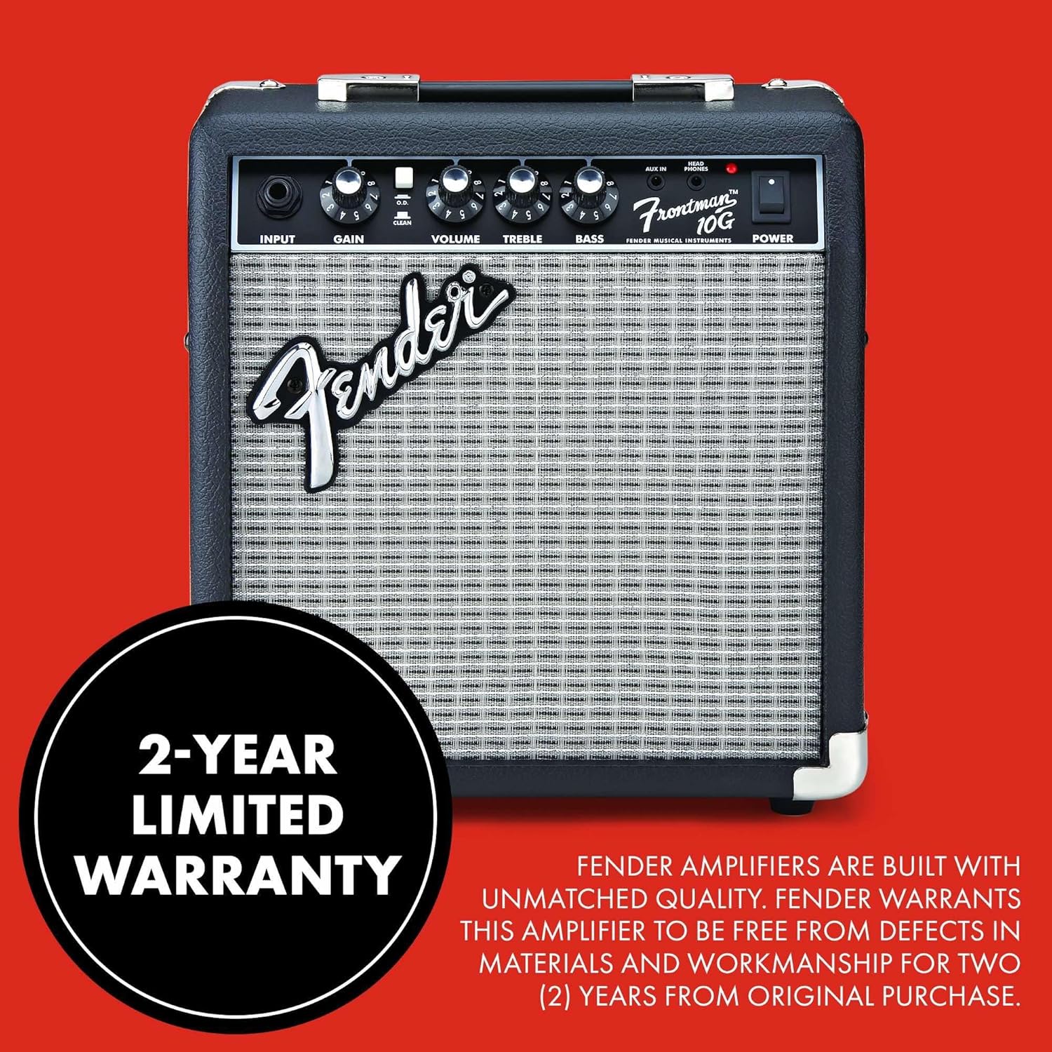 Fender Frontman 10G Guitar Amp, 10 Watts, with 2-Year Warranty, 6 Inch Fender Special Design Speaker, 5.75Dx10.25Wx11H Inches