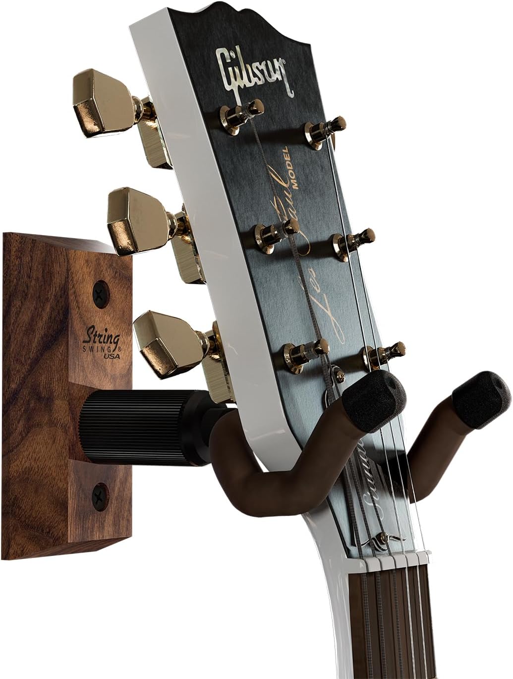 String Swing Guitar Wall Mount, Guitar Hanger, Wall Guitar Mount, Guitar Holder Hook for Wall, Fits All Size Guitars, Acoustic, Electric, Bass, Black Walnut Hardwood - Made in USA