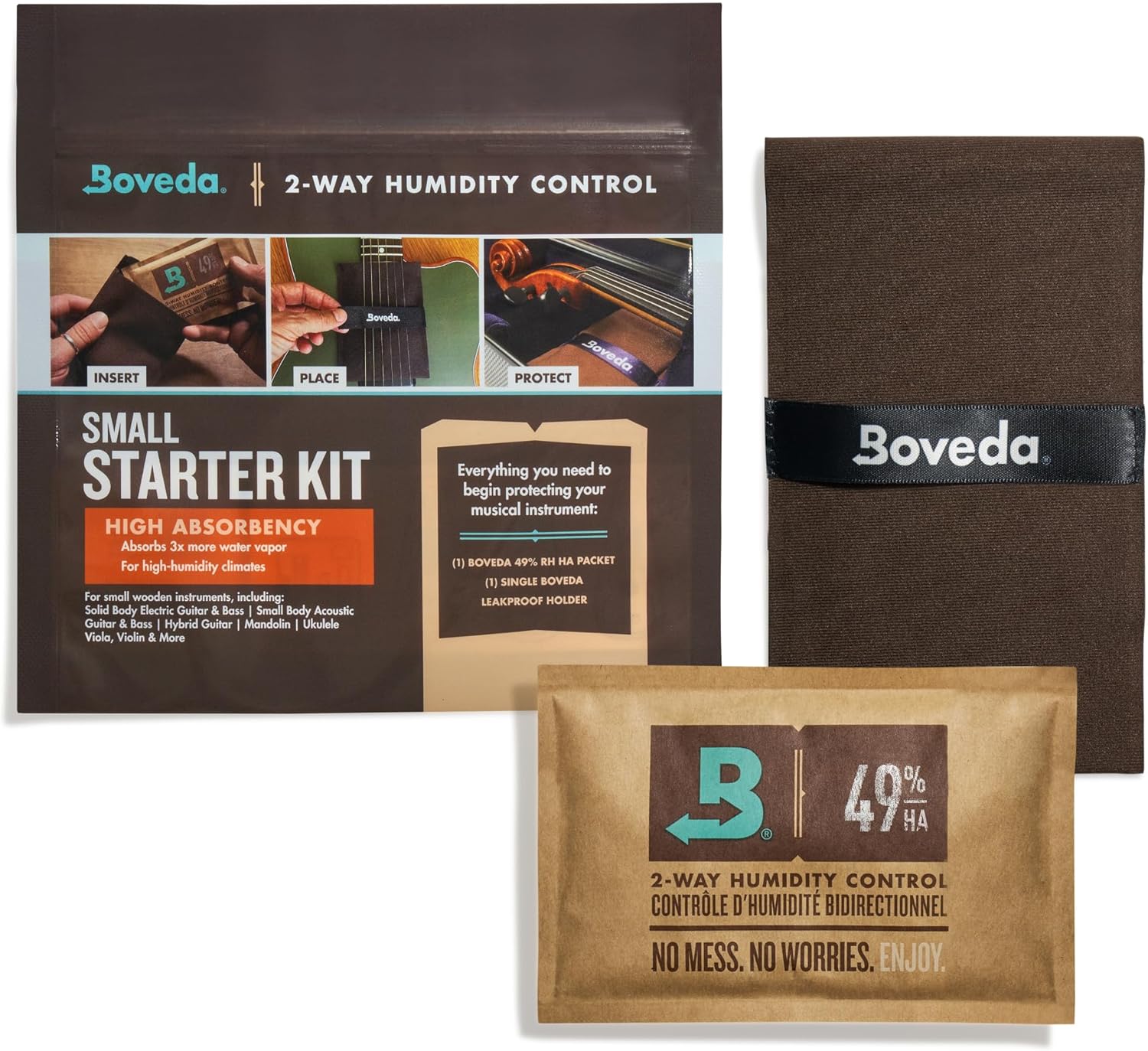 Boveda Music Large Starter Kit - (3) 49% RH Standard Boveda - Ideal Two-Way Humidty Control for MOST CLIMATES - For Guitars Other Large Wooden Instruments