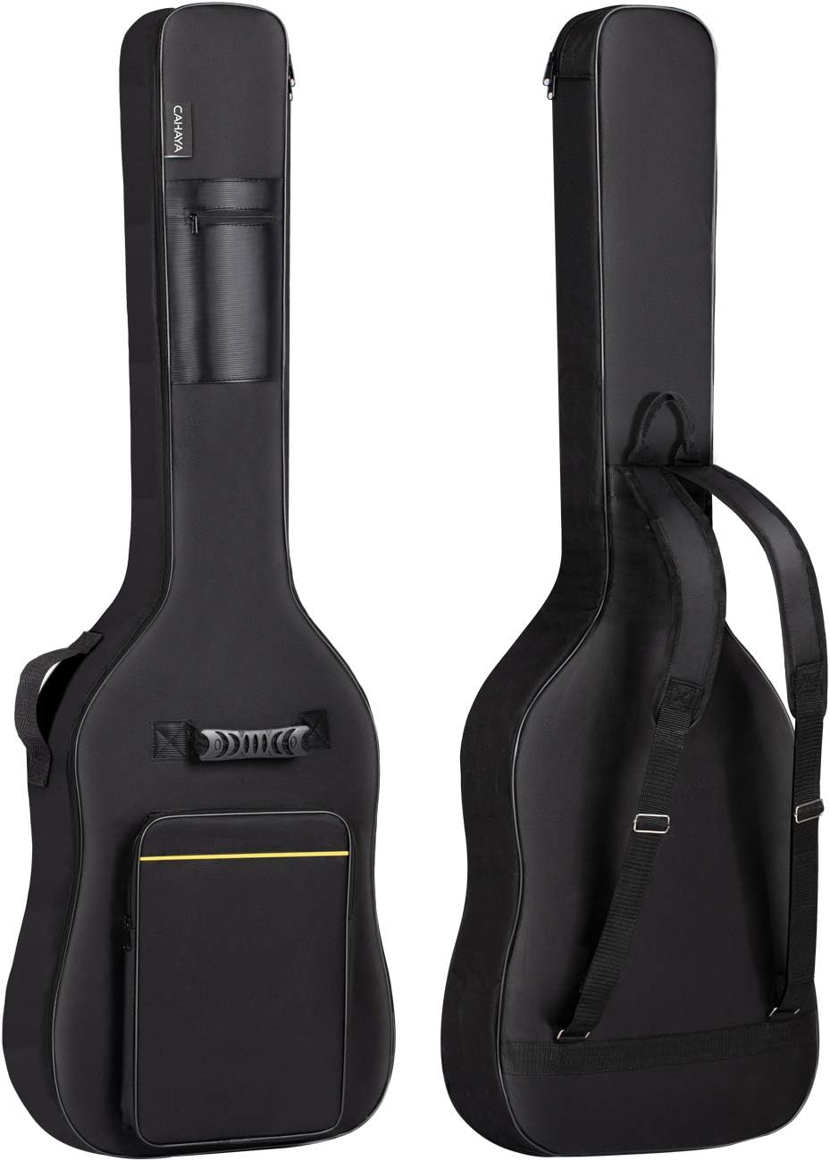 CAHAYA 41 In Acoustic Guitar Bag 0.35 In Thick Padding Water Resistent Dual Adjustable Shoulder Strap Guitar Case Gig Bag with Back Hanger Loop, Black CY0152