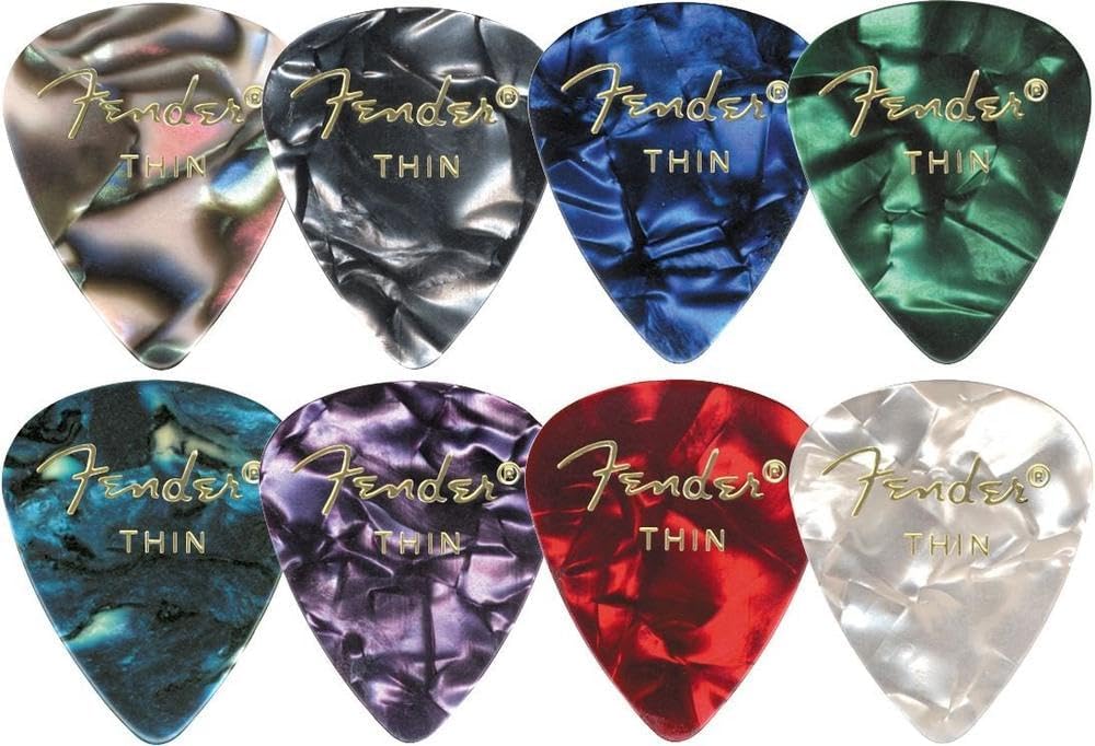 Fender Premium Celluloid Guitar Picks, 351 Shape, Ocean Turquoise, Guitar Picks Medium, Pack of 12