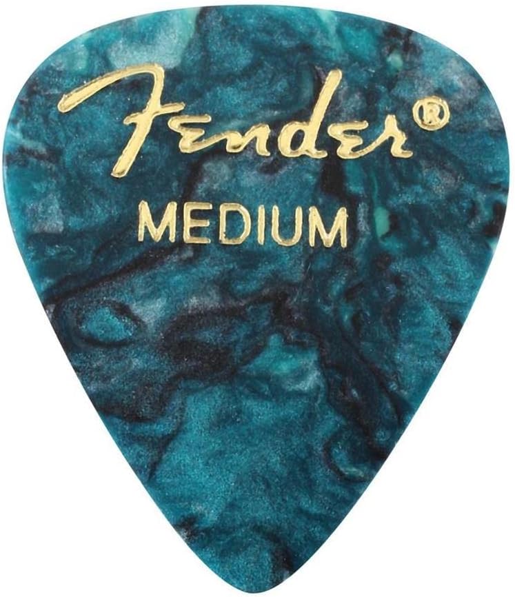 Fender Premium Celluloid Guitar Picks, 351 Shape, Ocean Turquoise, Guitar Picks Medium, Pack of 12