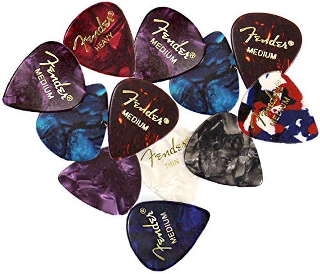 Fender Premium Picks Sampler - 12 Pack Includes Thin, Medium Heavy Gauges (Austin Bazaar Exclusive)