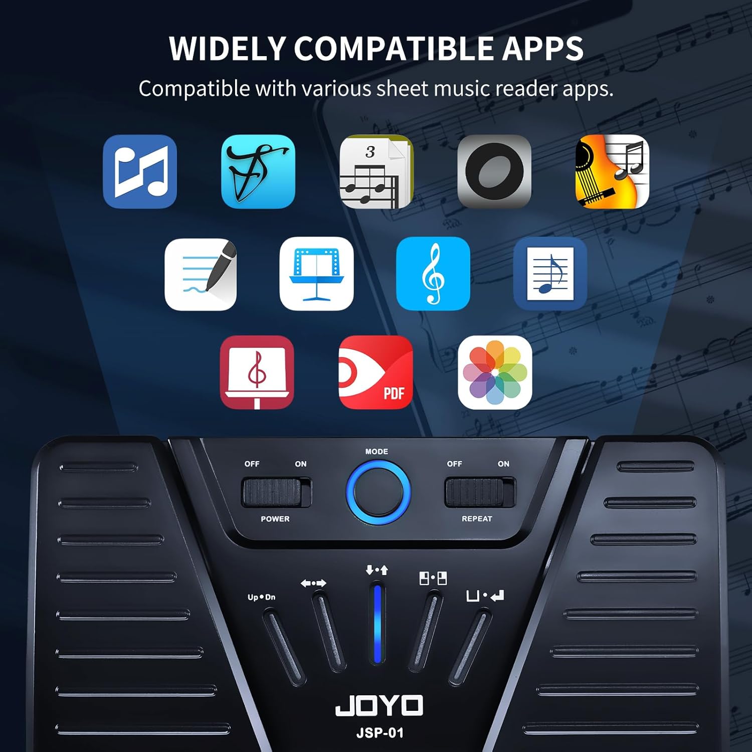 JOYO Wireless Page Turner Buletooth Music Page Turner Pedal for iPad Tablets Android IOS Phones Keyboard Foot Switches Turner (SP-01)