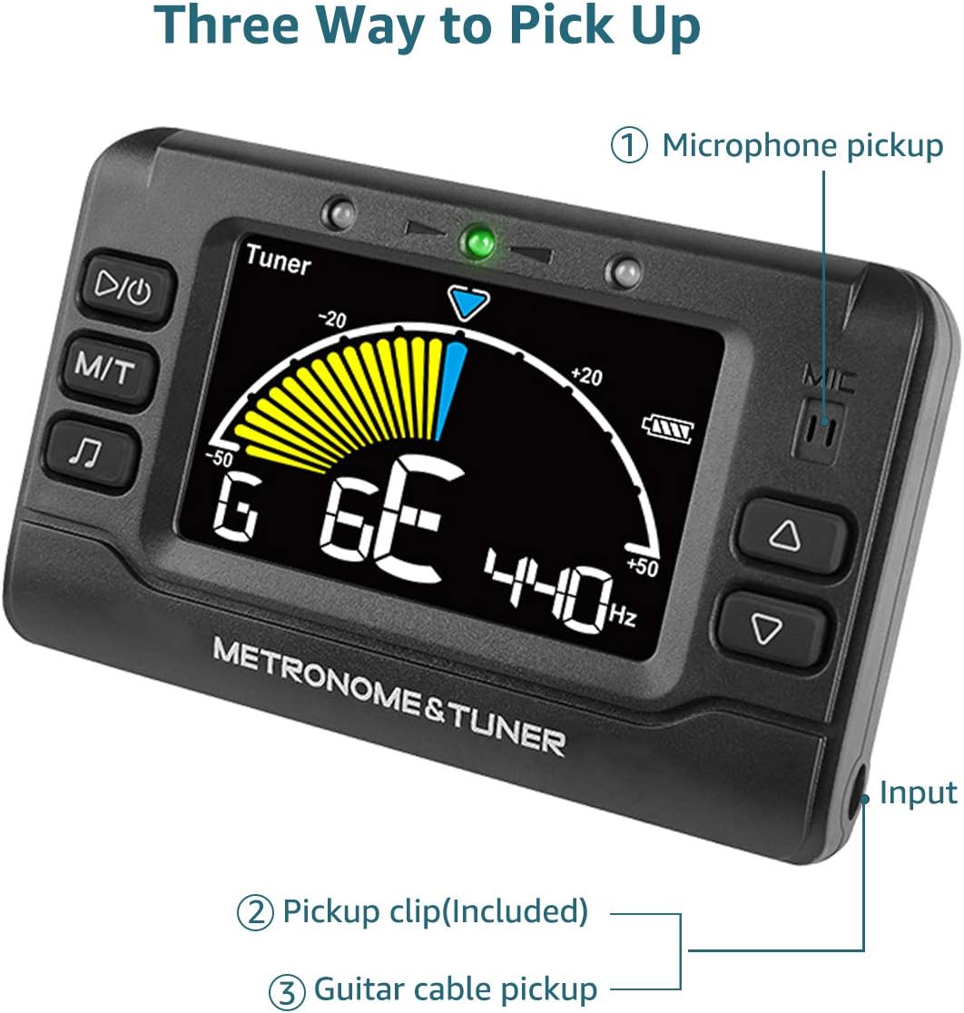 Metronome Tuner, Rechargeable 3 In 1 Digital Metronome Tuner Tone Generator for Guitar, Bass, Violin, Ukulele and Chromatic,Clarinet, Trumpet, Flute, Tuners for All Instruments