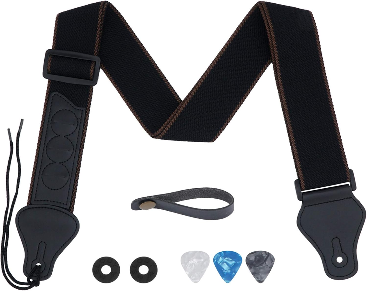 tifanso Guitar Strap, Soft Cotton Straps With 3 Pick Holders, Strap Button Headstock Adaptor, 1 Pair Locks and 3 Picks Set For electric/Acoustic Guitar