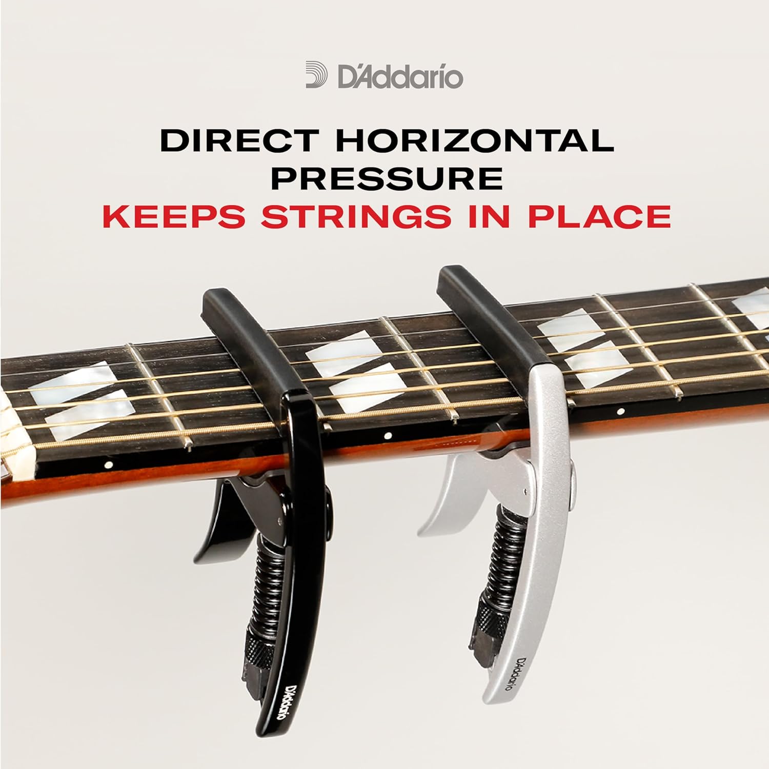 DAddario Accessories Guitar Capo – NS Tri Action - For 6-String Electric and Acoustic Guitars – Micrometer Tension Adjustment for Buzz-Free, In-Tune Performance – Integrated Pick Holder, Black (PW-CP-09)