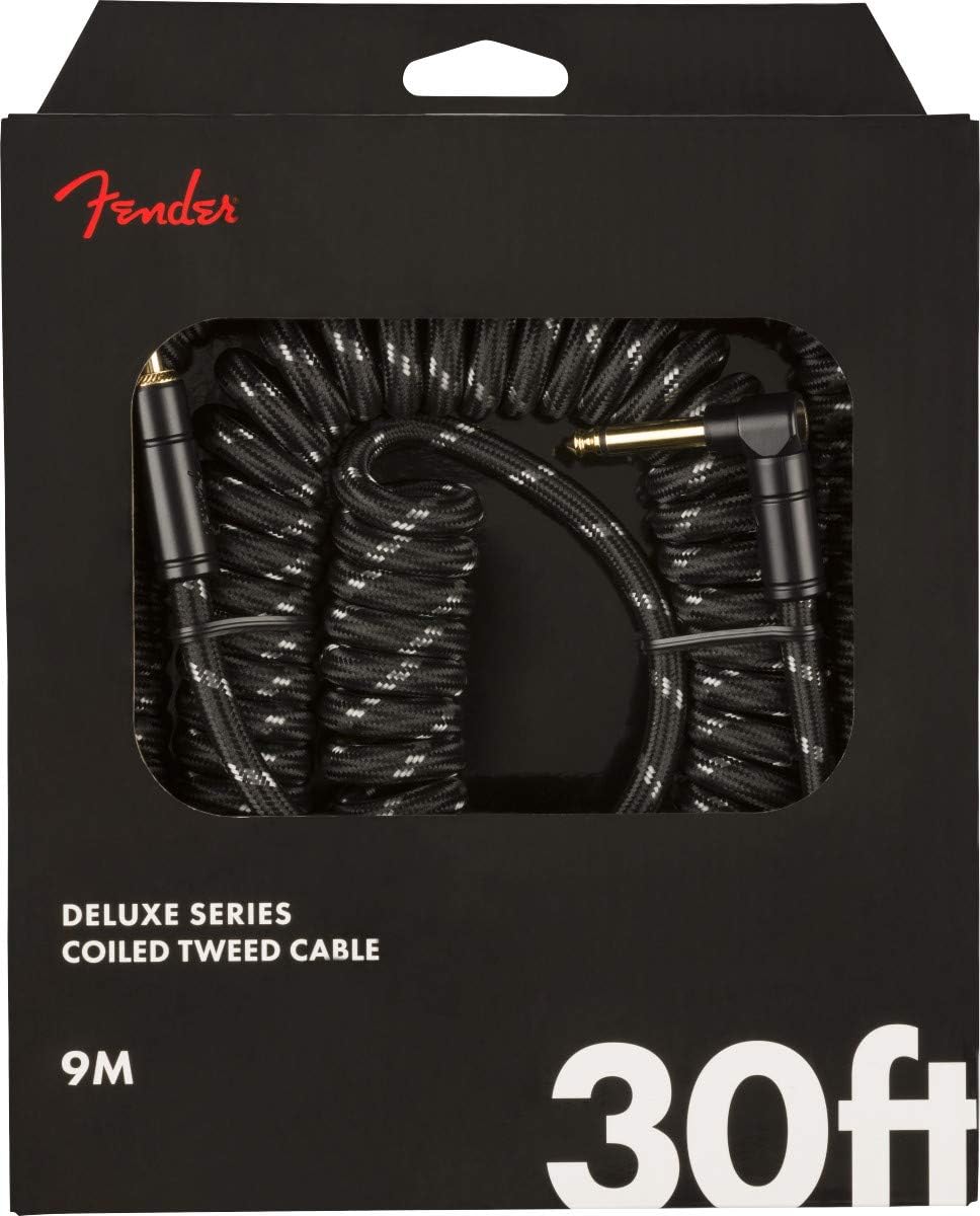 Fender Deluxe Series Instrument Cable 10 Feet Straight-Angle, Tweed