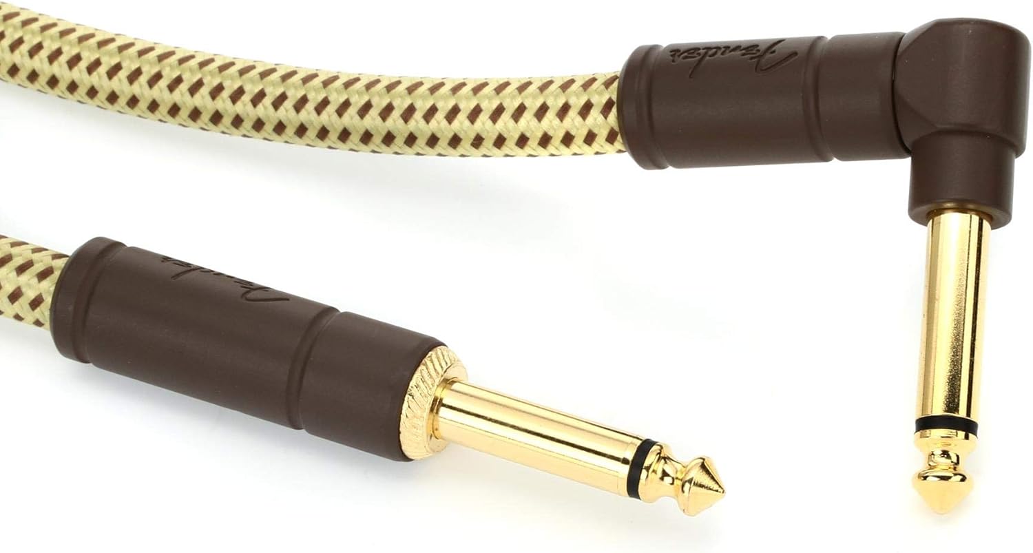 Fender Deluxe Series Instrument Cable 10 Feet Straight-Angle, Tweed