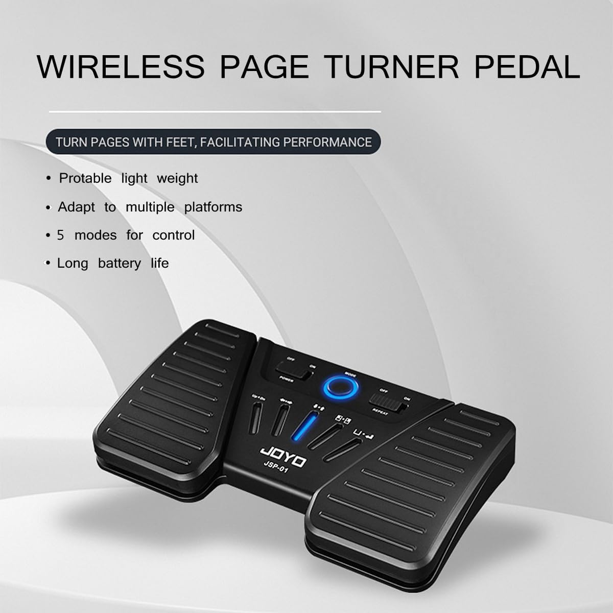 Wireless Page Turner Pedal Buletooth Foot Pedal Music Page Turner Pedal for Phones Ipad Tablets Phone Rechargeable Hands-Free Page Turner Pedal Anti-slip