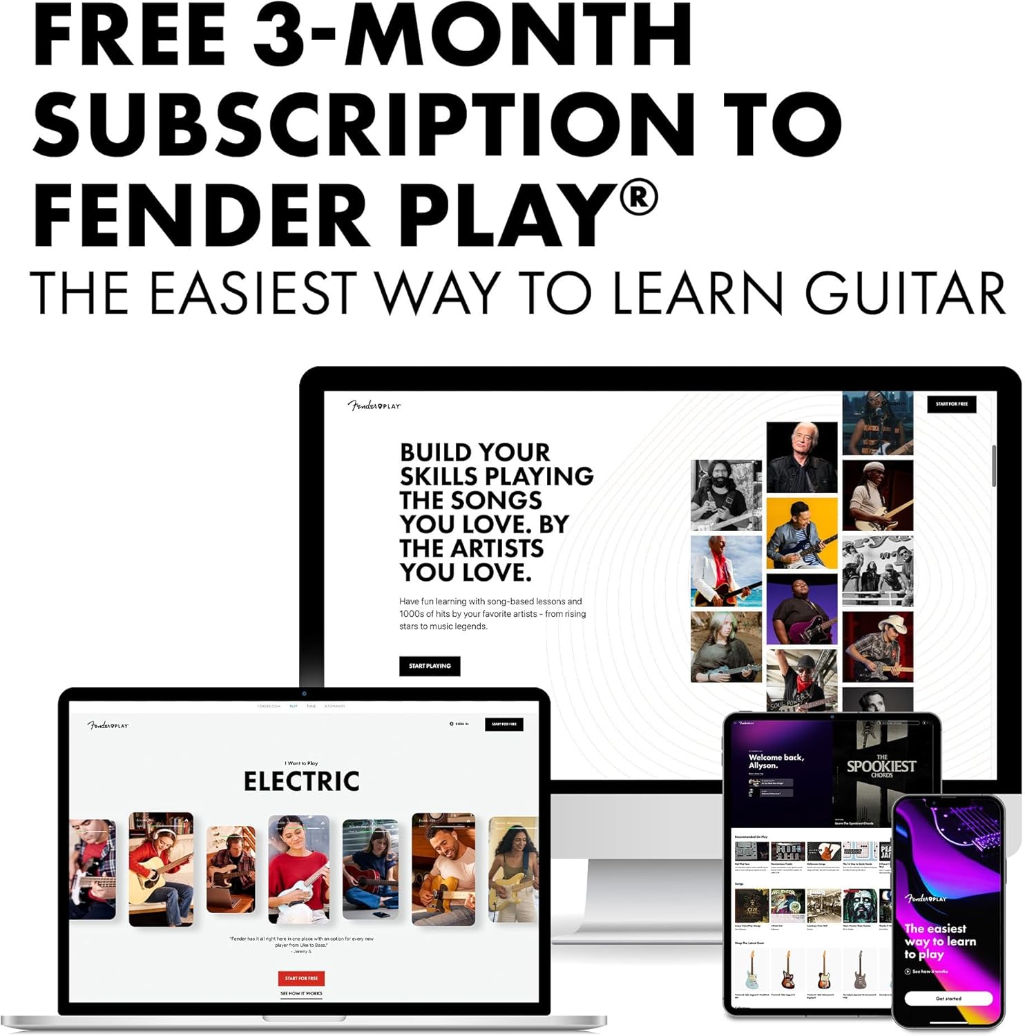 Fender FA-25 Dreadnought Acoustic Guitar, Beginner Guitar, with 2-Year Warranty, Includes Free Lessons, Sunburst