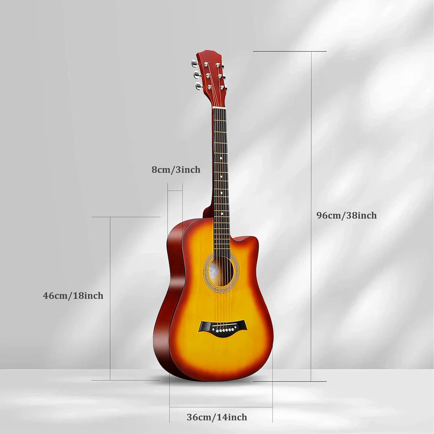 38 Wood Acoustic Guitar, 6 Steel-String Acoustic Guitar With Guitar Bag and Beginner Kits for Beginner