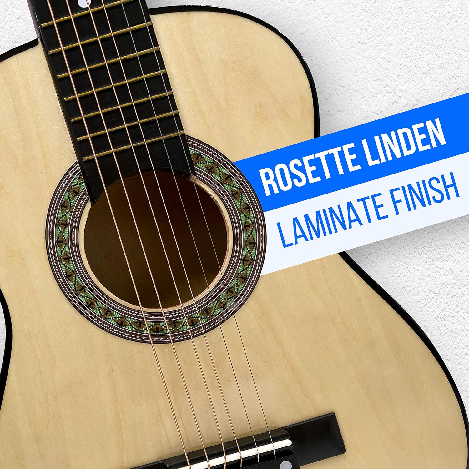 Pyle 30” Classical Acoustic 6 String Linden Traditional Style Guitar w/Wood Fretboard, Case Bag, Nylon Strap, Tuner, 3 Picks-for Beginner, Children Use, Right Handed, (PGAKT30)