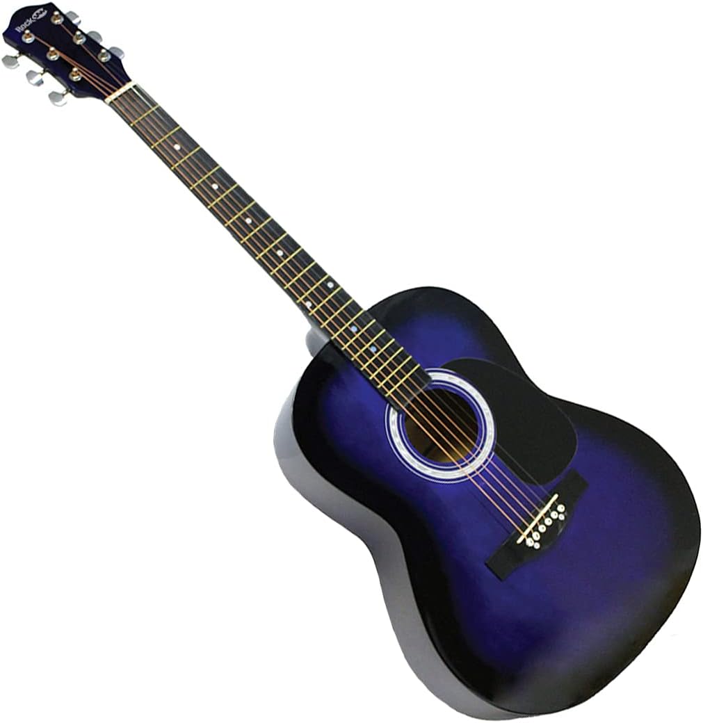 RockJam Acoustic Guitar Superkit Includes Stand, Gig Bag, Tuner, Picks, Plectrum Holder, Spare Strings Online Lessons 6 Pack, Right, Natural, Full (RJW-101-N-PK)