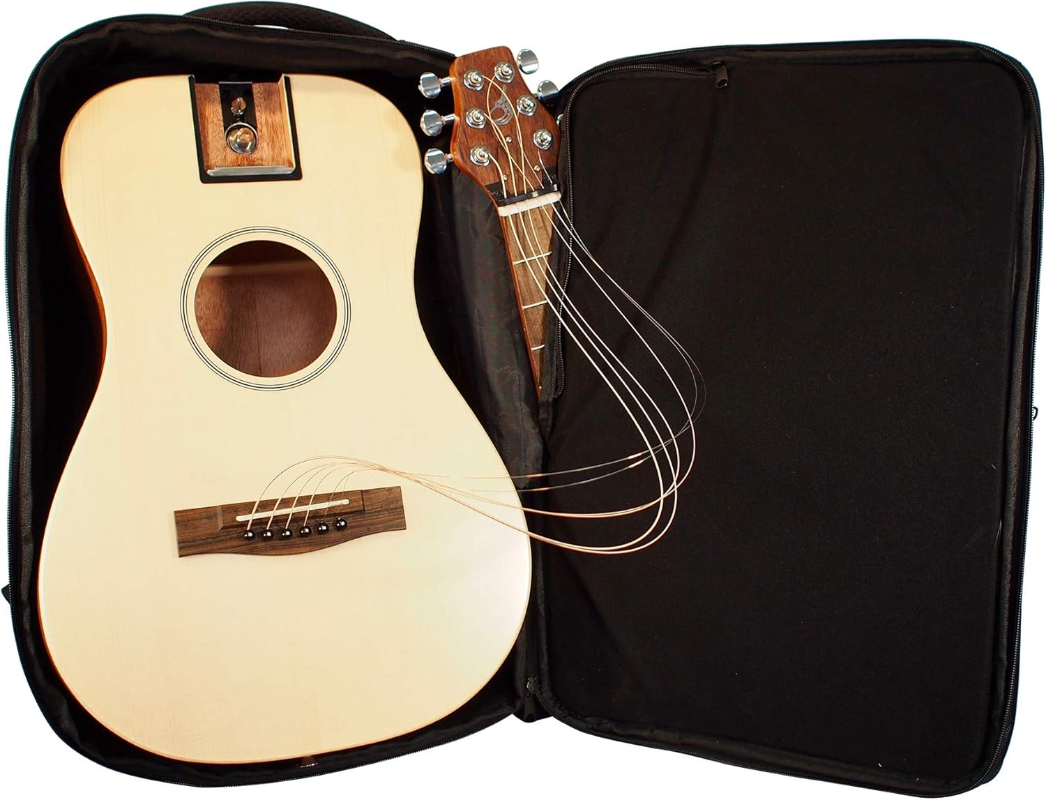 Solid Sitka Travel Guitar – PJ410N Traveling Acoustic Guitar with Collapsible Patented System – Portable Backpack Case (African Mahogany)