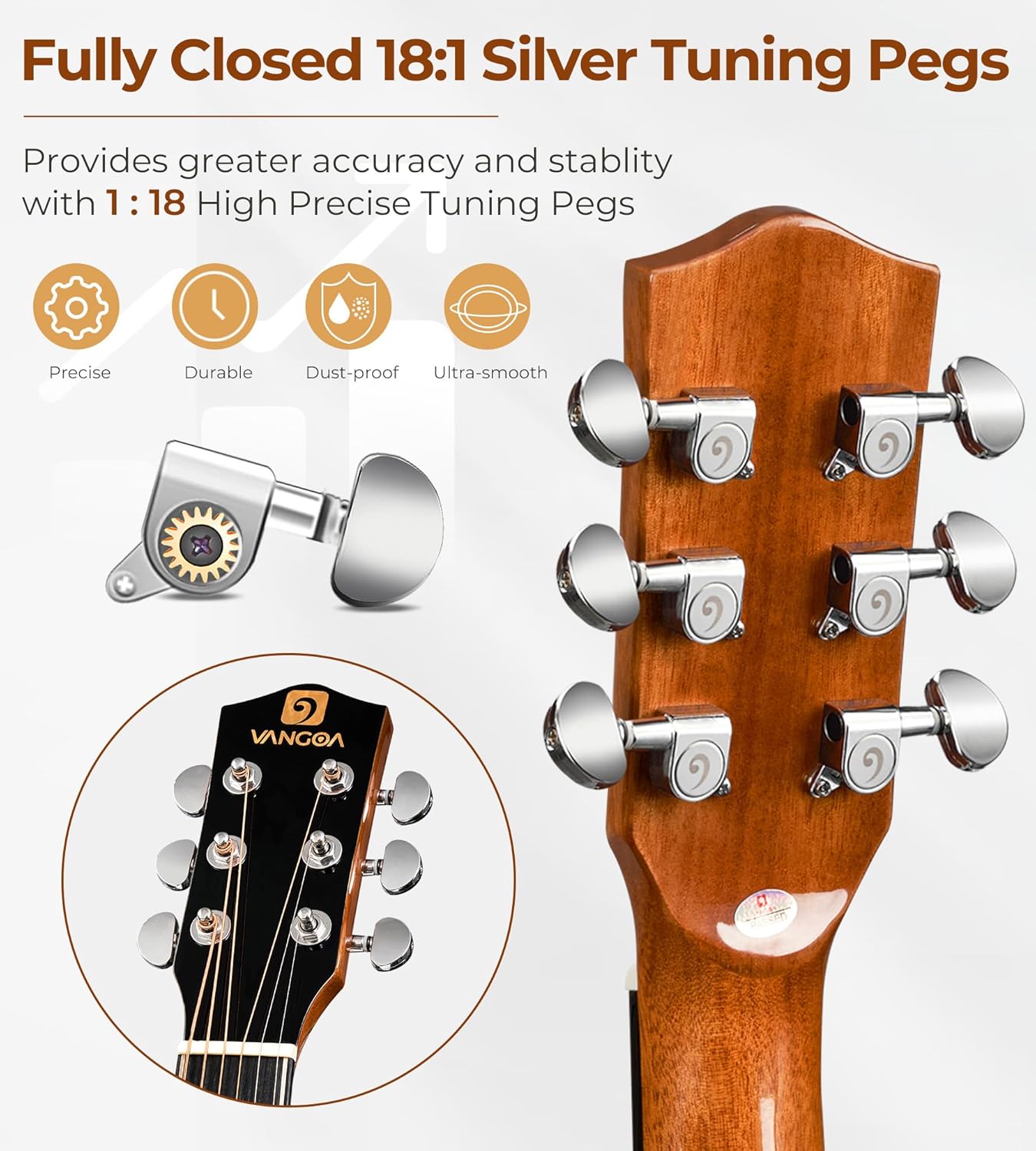 Vangoa 3/4 Steel-String Acoustic Guitar, 36 Inch Acustica Guitarra Starter Bundle with Gig Bag Tuner Capo for Beginner Adult Teen, Natural