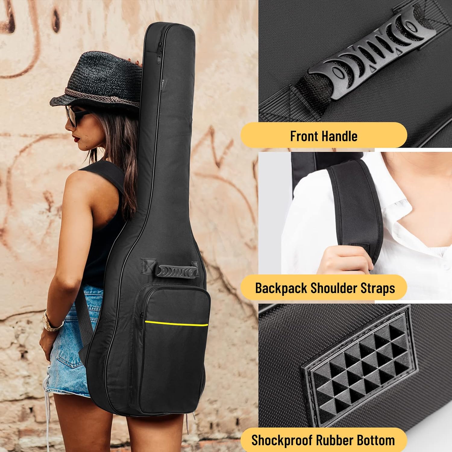 CAHAYA Electric Guitar Bag Gig Bag 6mm Padding Backpack Padded Soft Guitar Case Black CY0226