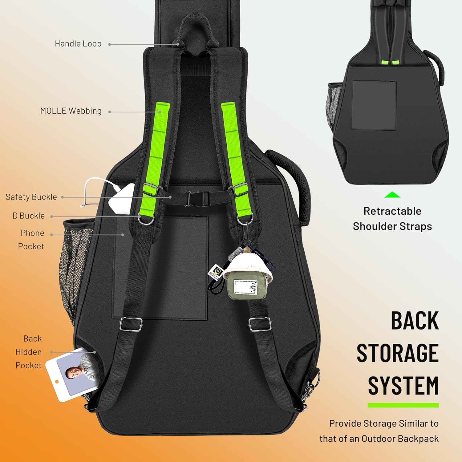 CAHAYA Guitar Bag Electric Case - 0.47in Thick Padding 5 Pockets Electric Guitar Gig Bag with Back Hanger Loop Electric Backpack with Adjustable Shoulder Strap Compatible with ST LP TELE