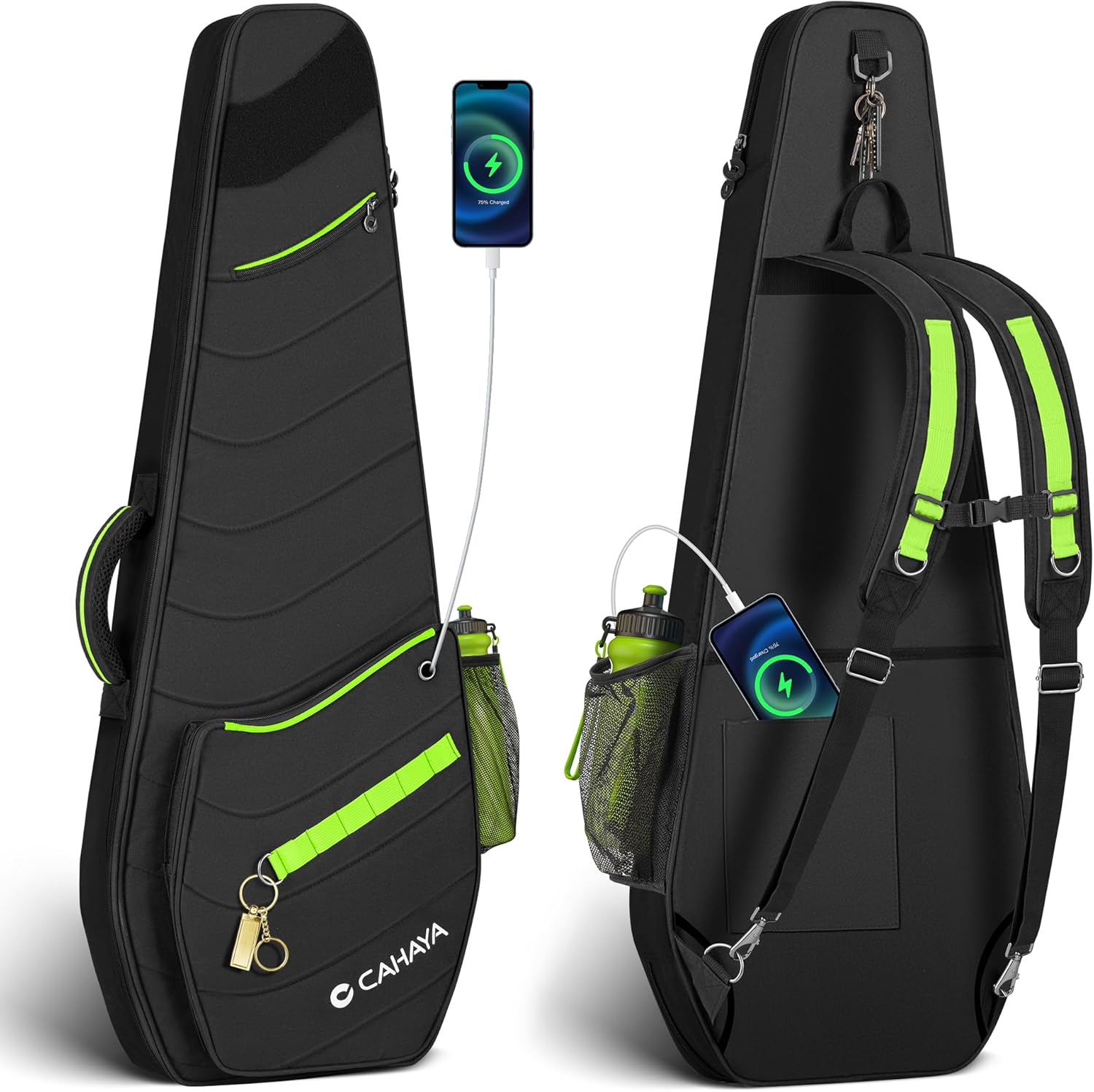 CAHAYA Guitar Bag Electric Case - 0.47in Thick Padding 5 Pockets Electric Guitar Gig Bag with Back Hanger Loop Electric Backpack with Adjustable Shoulder Strap Compatible with ST LP TELE