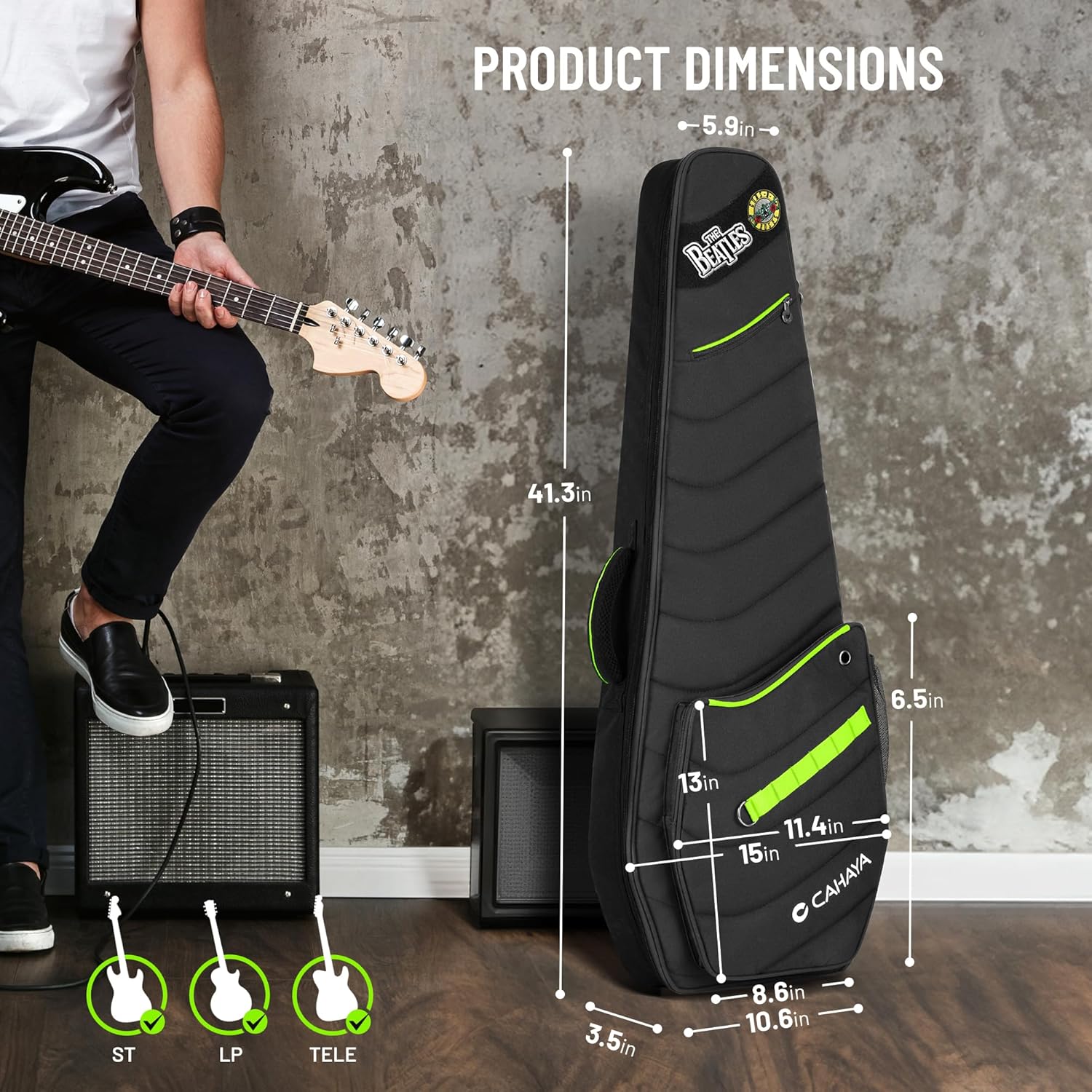 CAHAYA Guitar Case Acoustic Soft - 0.47in Thick Padding 5 Pockets Guitar Gig Bag with Adjustable Shoulder Strap Compatible with 40 41 42in Acoustic Guitars
