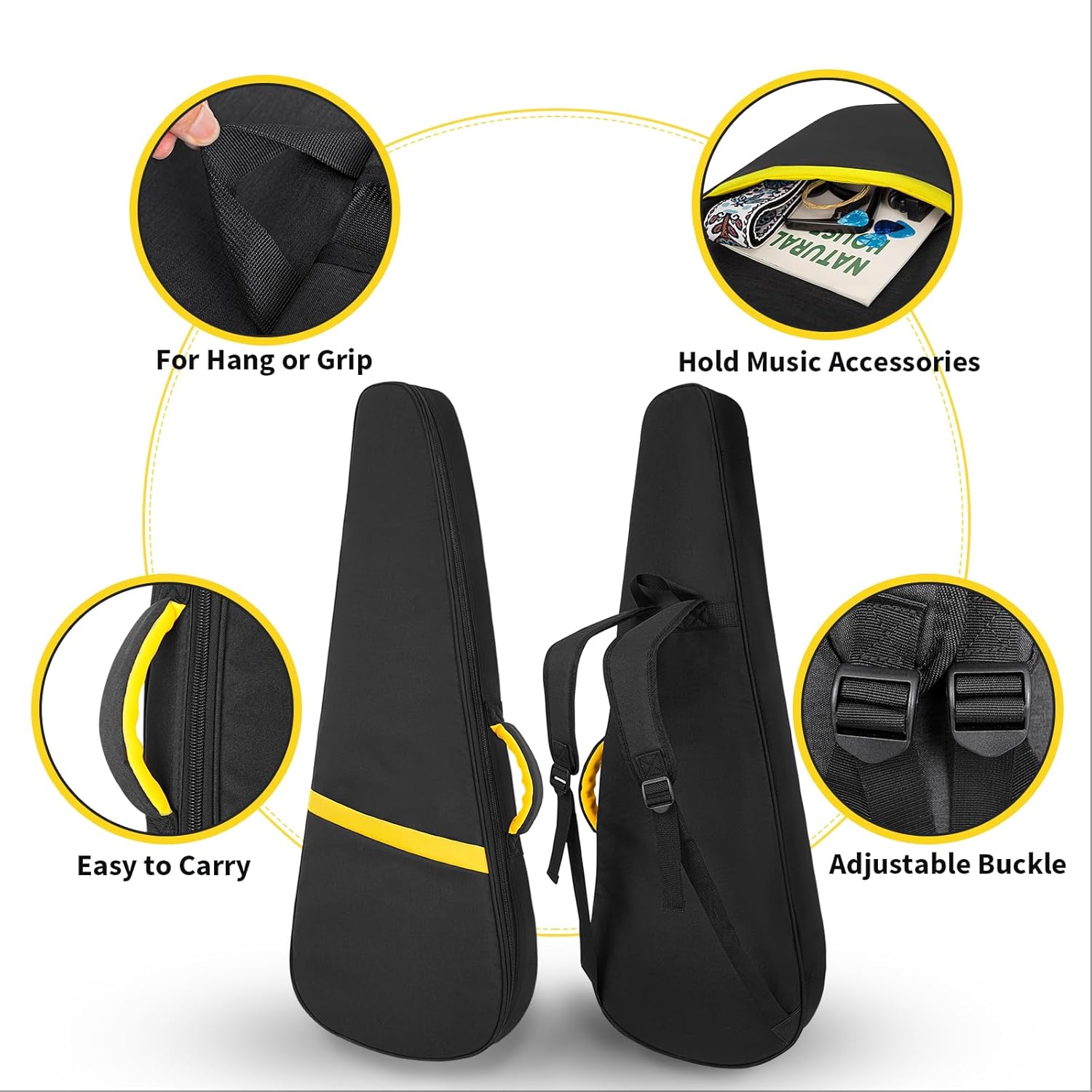 Electric Guitar Bag 11mm Thick Padded Electric Guitar Gig Bag, 39 Inch Electric Guitar Case Backpack with Neck Strap and Pocket, Black