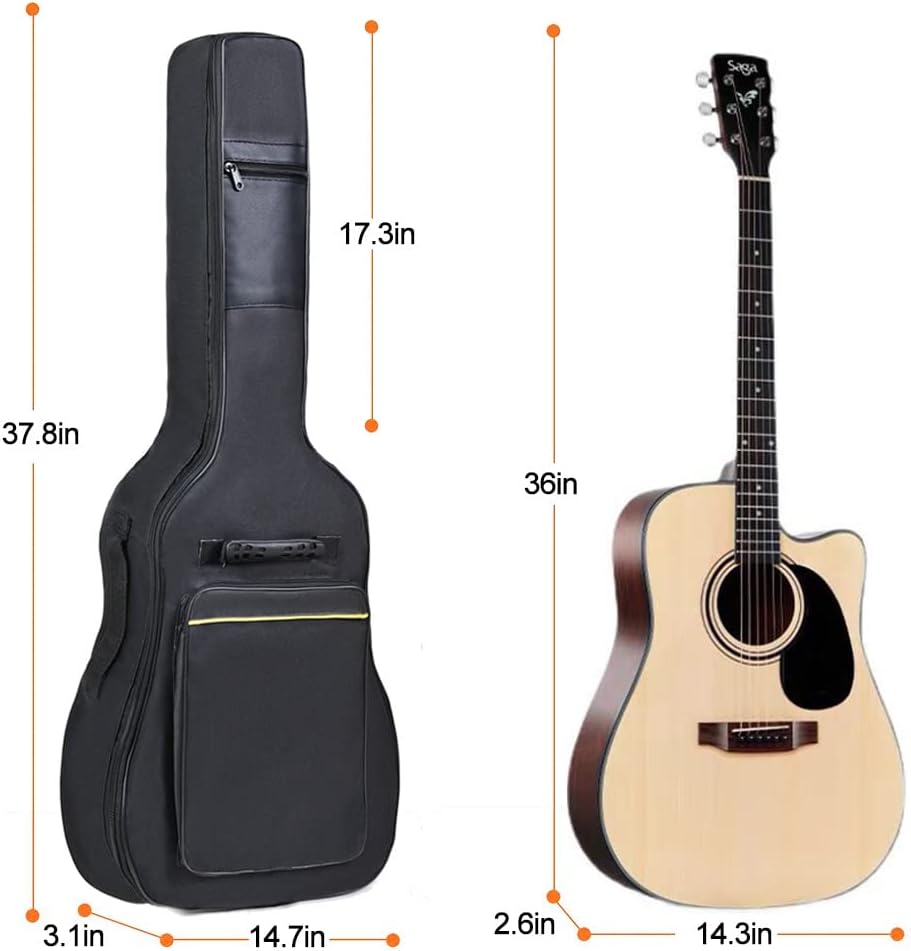 Evil Hair 36 Inch Acoustic Guitar Gig Bag Waterproof Dual Adjustable Shoulder Strap 5mm Padding Backpack with Accessories -For 36 Acoustic Classic Guitar