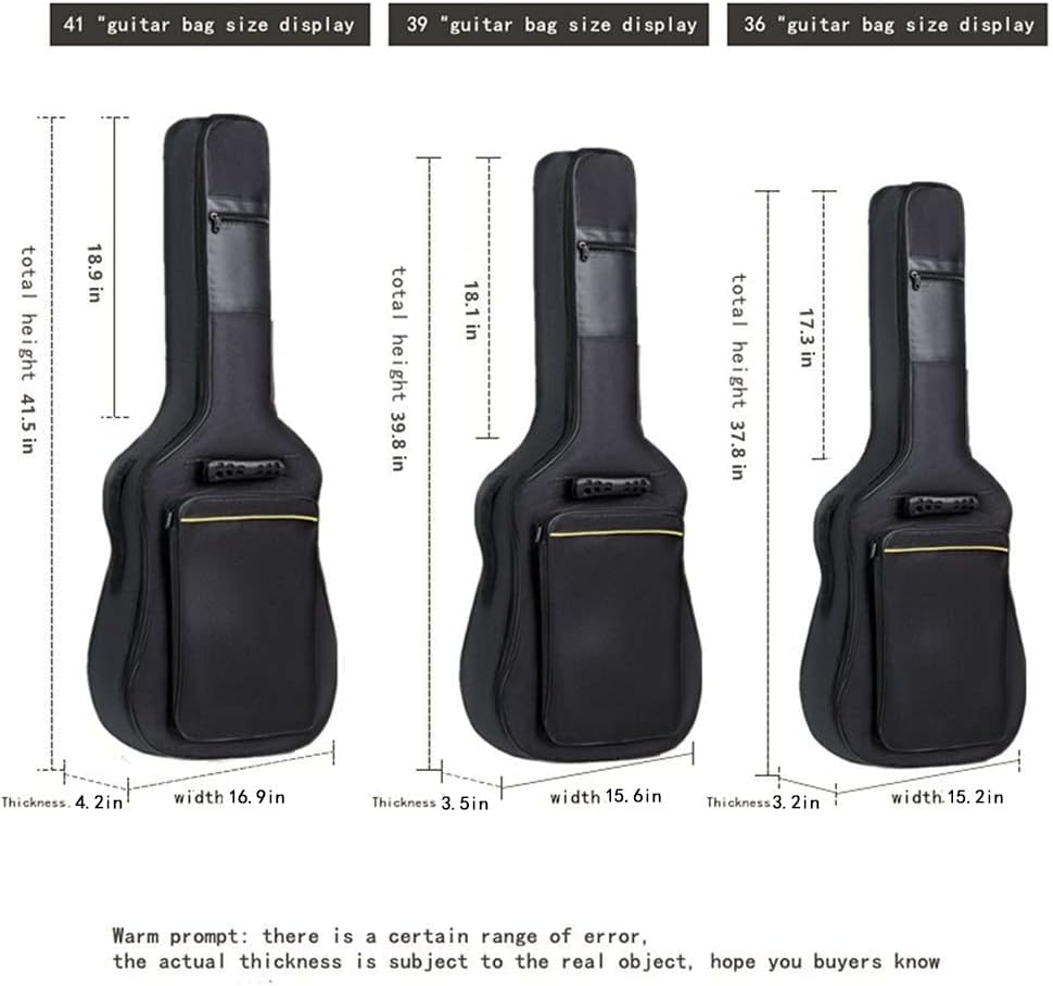 Evil Hair 36 Inch Acoustic Guitar Gig Bag Waterproof Dual Adjustable Shoulder Strap 5mm Padding Backpack with Accessories -For 36 Acoustic Classic Guitar