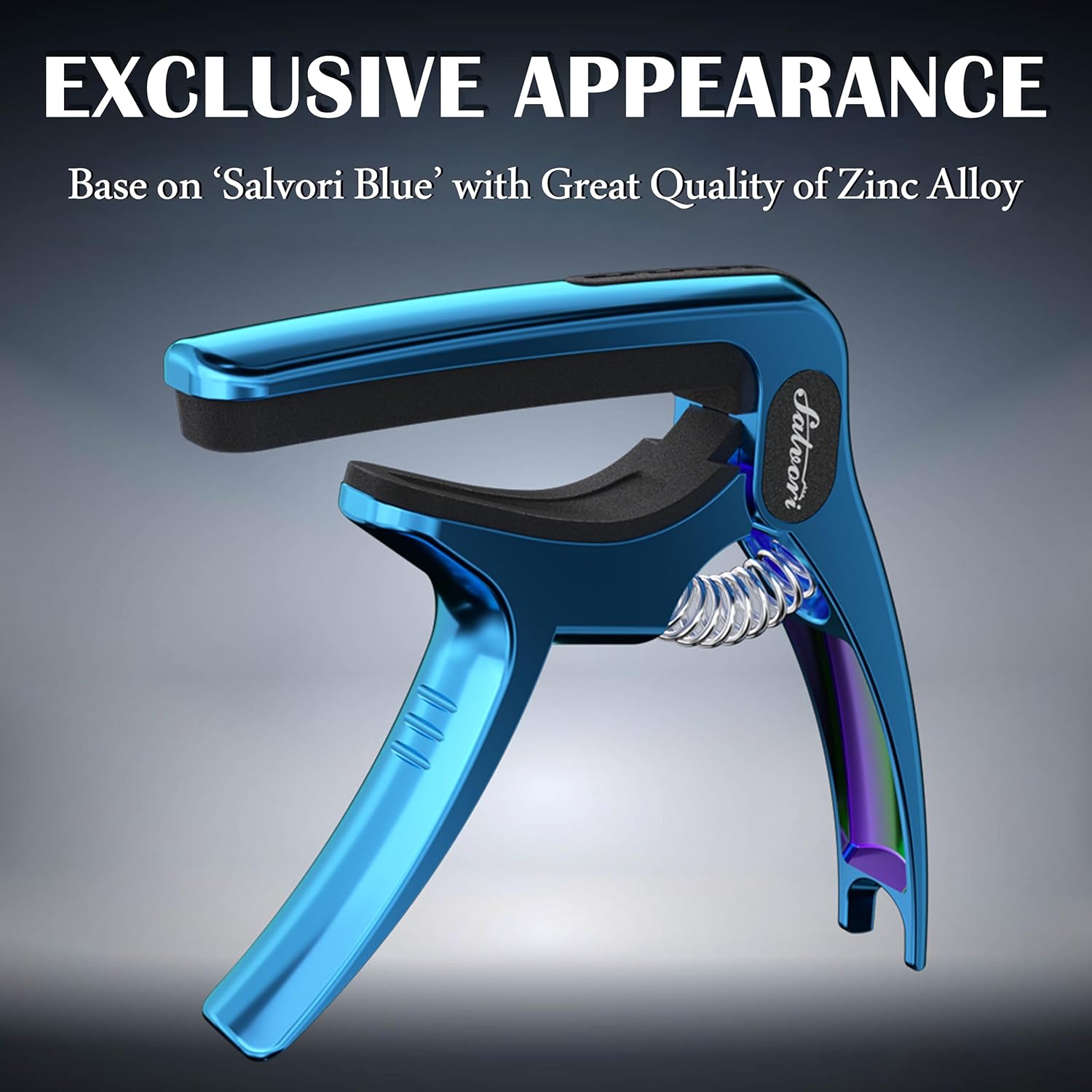 Exclusive Gradient Blue-Plated Heavy-Duty Guitar Capo for Acoustic/Electric Guitar with 4 Picks, Guitar Clip/Guitar Clamp/Guitar Accessories for Classical Guitar, Ukulele, Mandolin and Banjo