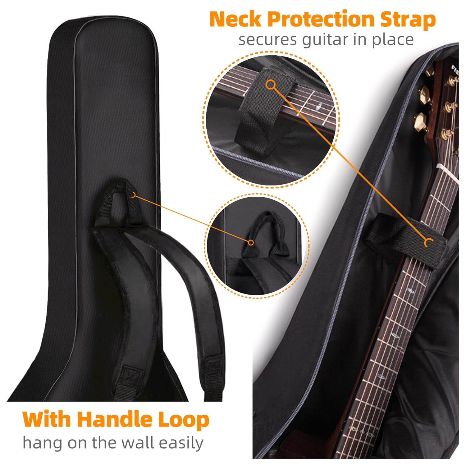 GIGKOUKI 40 41 Inch Acoustic Guitar Case Soft 0.35 Padded Guitar Bag, Waterproof Guitar Gig Bag Classical with Back Hanger Loop and Shoulder Strap