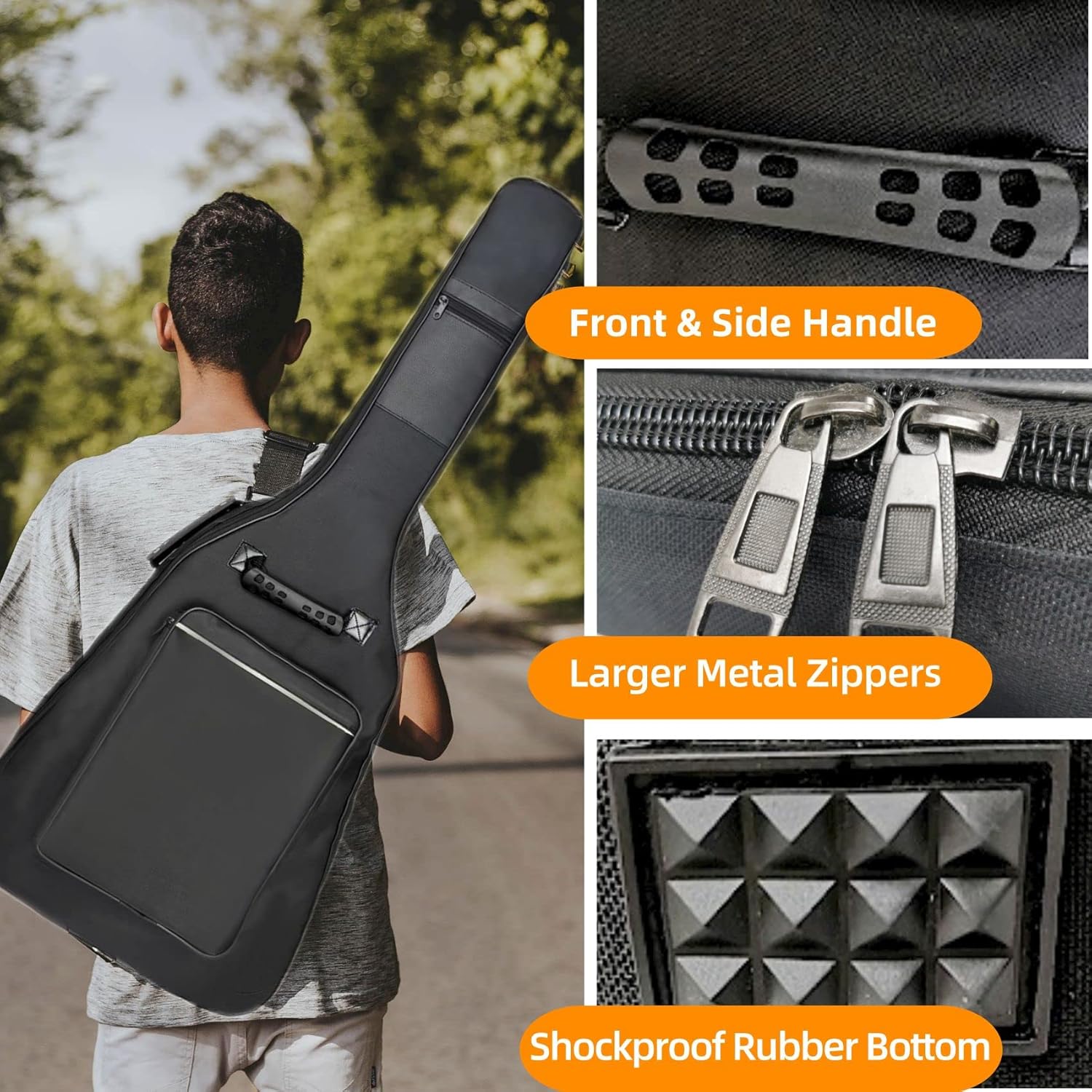 GIGKOUKI 40 41 Inch Acoustic Guitar Case Soft 0.35 Padded Guitar Bag, Waterproof Guitar Gig Bag Classical with Back Hanger Loop and Shoulder Strap