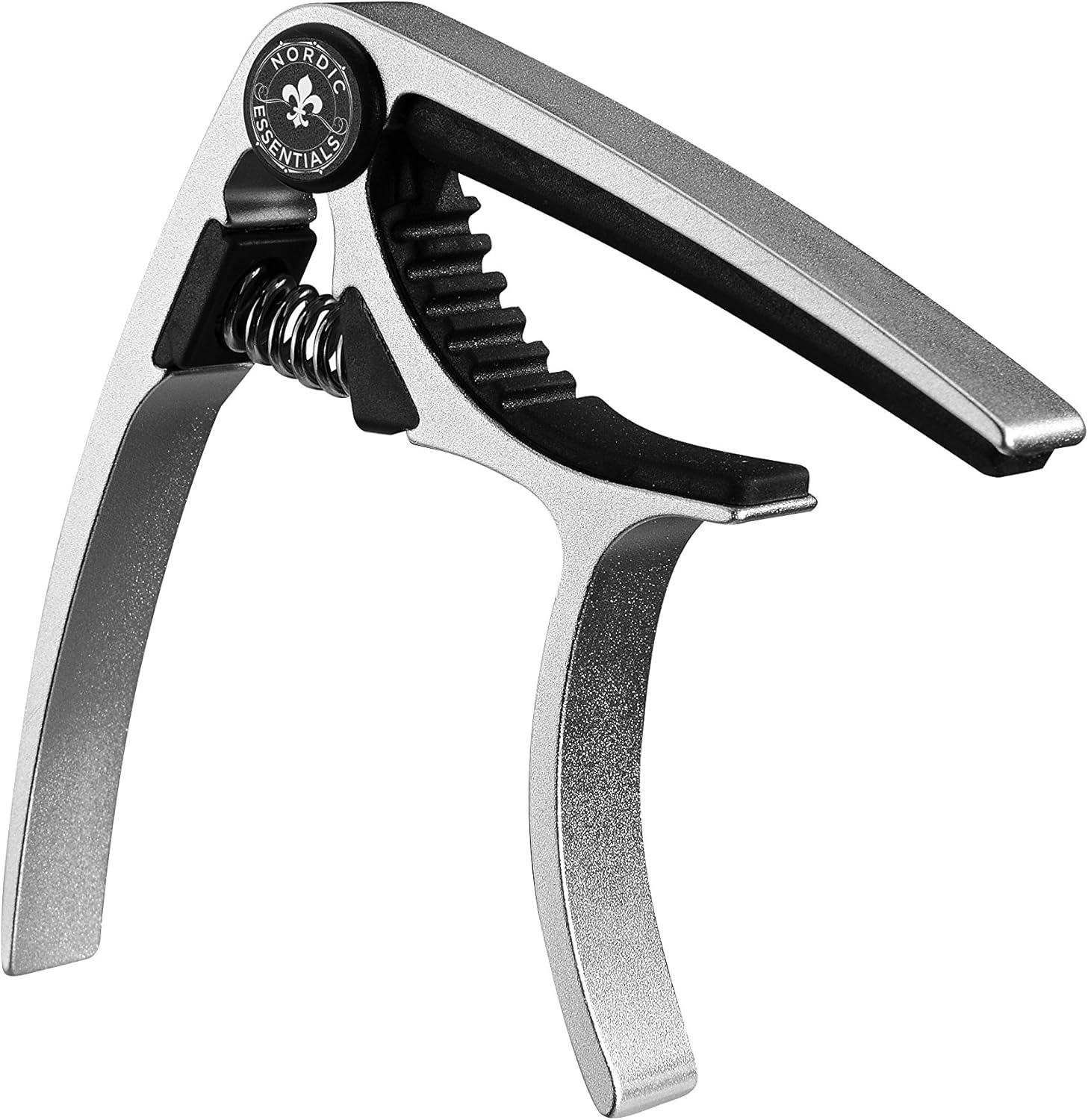 Guitar Capo (2 Pack) for Acoustic Guitars, Ukulele, Banjo, Mandolin, Bass - Made of Ultra Lightweight Aluminum Metal (1.2 oz!) for 6 12 String Instruments - Nordic Essentials, Black+Silver