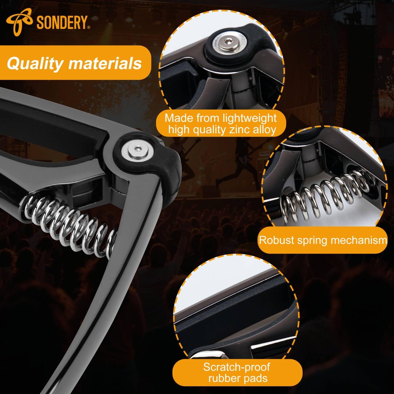 Sondery Guitar Capo for 6 Strings Acoustic Guitars and Electric Guitars 4-in-1 Capo with String Cutter Pin Puller Pick Holder