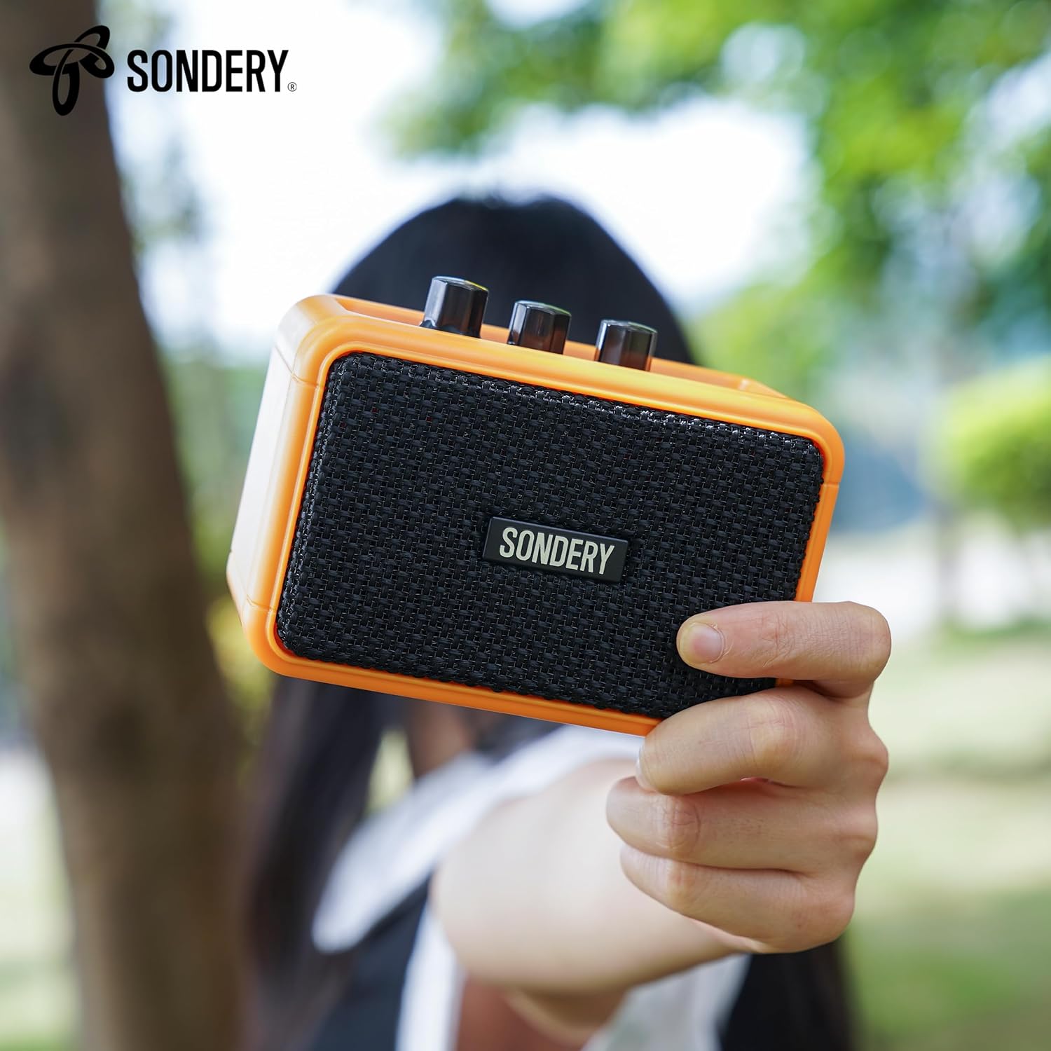 Sondery Mini Guitar Amp for Electric Guitars 5W Two Speakers Rechargeable Portable Pratice Small Amplifier with Overdrive/Clean Effects and Bluetooth